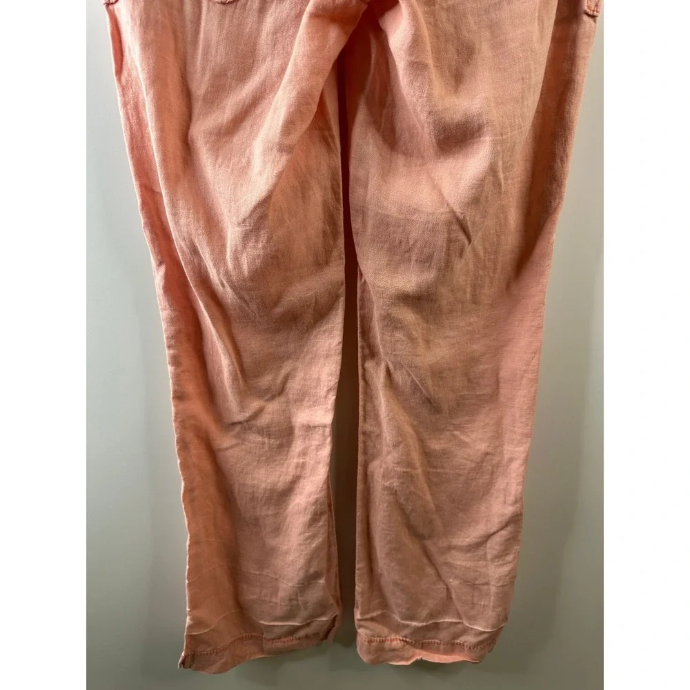Miss Me Cargo 100% Linen Wide Leg Trouser Pants Coral Pink Small Lagonlook Beach - Picture 14 of 16